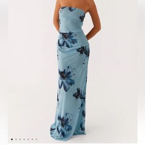 Peppermayo Strapless Dress in Blue Floral